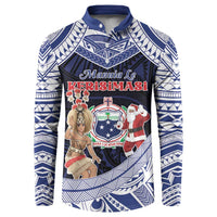 Samoa Christmas Button Sweatshirt Samoan Siva Dance With Santa - Polynesian Pride