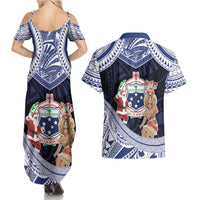 Samoa Christmas Couples Matching Summer Maxi Dress and Hawaiian Shirt Samoan Siva Dance With Santa - Polynesian Pride