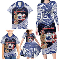 Samoa Christmas Family Matching Long Sleeve Bodycon Dress and Hawaiian Shirt Samoan Siva Dance With Santa - Polynesian Pride