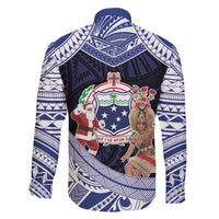 Samoa Christmas Family Matching Short Sleeve Bodycon Dress and Hawaiian Shirt Samoan Siva Dance With Santa - Polynesian Pride