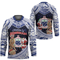 Samoa Christmas Hockey Jersey Samoan Siva Dance With Santa - Polynesian Pride