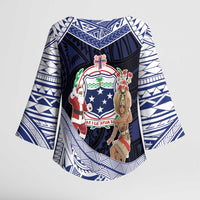 Samoa Christmas Kimono Sleeve Blouse Samoan Siva Dance With Santa - Polynesian Pride