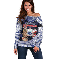 Samoa Christmas Off Shoulder Sweater Samoan Siva Dance With Santa - Polynesian Pride