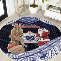 Samoa Christmas Round Carpet Samoan Siva Dance With Santa - Polynesian Pride