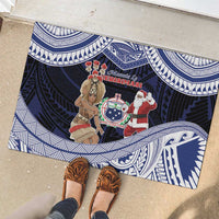 Samoa Christmas Rubber Doormat Samoan Siva Dance With Santa - Polynesian Pride