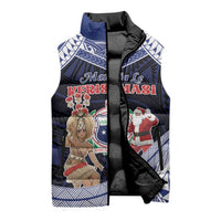 Samoa Christmas Sleeveless Puffer Jacket Samoan Siva Dance With Santa - Polynesian Pride