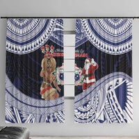 Samoa Christmas Window Curtain Samoan Siva Dance With Santa - Polynesian Pride