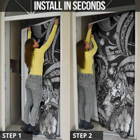Personalised Maori Romantic Valentine Door Cover The Hongi Kiss Black Galaxy