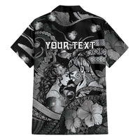 Personalised Maori Romantic Valentine Family Matching Summer Maxi Dress and Hawaiian Shirt The Hongi Kiss Black Galaxy DT05 - Polynesian Pride