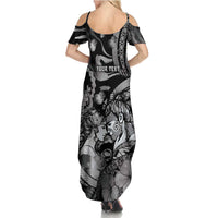 Personalised Maori Romantic Valentine Family Matching Summer Maxi Dress and Hawaiian Shirt The Hongi Kiss Black Galaxy DT05 - Polynesian Pride