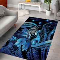 Maori Romantic Valentine Area Rug The Hongi Kiss Blue Galaxy