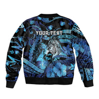 Personalised Maori Romantic Valentine Bomber Jacket The Hongi Kiss Blue Galaxy