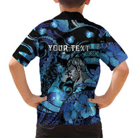 Personalised Maori Romantic Valentine Family Matching Off Shoulder Short Dress and Hawaiian Shirt The Hongi Kiss Blue Galaxy DT05 - Polynesian Pride