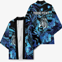Personalised Maori Romantic Valentine Kimono The Hongi Kiss Blue Galaxy