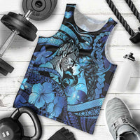 Personalised Maori Romantic Valentine Men Tank Top The Hongi Kiss Blue Galaxy