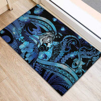 Maori Romantic Valentine Rubber Doormat The Hongi Kiss Blue Galaxy