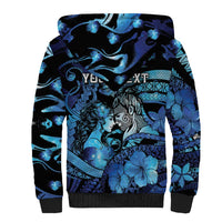 Personalised Maori Romantic Valentine Sherpa Hoodie The Hongi Kiss Blue Galaxy