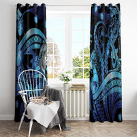 Maori Romantic Valentine Window Curtain The Hongi Kiss Blue Galaxy