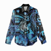 Personalised Maori Romantic Valentine Women Casual Shirt The Hongi Kiss Blue Galaxy DT05 - Polynesian Pride