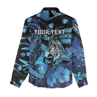 Personalised Maori Romantic Valentine Women Casual Shirt The Hongi Kiss Blue Galaxy DT05 - Polynesian Pride