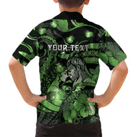 Personalised Maori Romantic Valentine Family Matching Puletasi and Hawaiian Shirt The Hongi Kiss Green Galaxy DT05 - Polynesian Pride