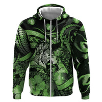 Personalised Maori Romantic Valentine Hoodie The Hongi Kiss Green Galaxy