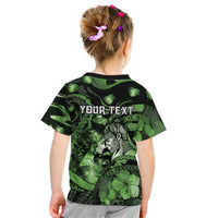 Personalised Maori Romantic Valentine Kid T Shirt The Hongi Kiss Green Galaxy