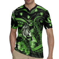 Personalised Maori Romantic Valentine Rugby Jersey The Hongi Kiss Green Galaxy