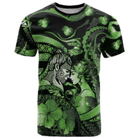 Personalised Maori Romantic Valentine T Shirt The Hongi Kiss Green Galaxy