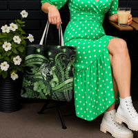 Maori Romantic Valentine Tote Bag The Hongi Kiss Green Galaxy