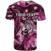 Personalised Maori Romantic Valentine T Shirt The Hongi Kiss Pink Galaxy