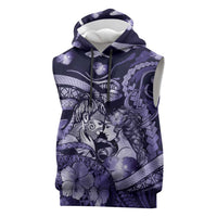 Personalised Maori Romantic Valentine Sleeveless Hoodie The Hongi Kiss Purple Galaxy DT05 Purple - Polynesian Pride
