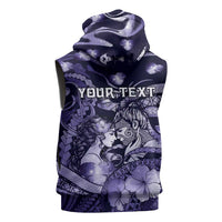 Personalised Maori Romantic Valentine Sleeveless Hoodie The Hongi Kiss Purple Galaxy DT05 - Polynesian Pride