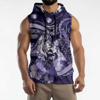 Personalised Maori Romantic Valentine Sleeveless Hoodie The Hongi Kiss Purple Galaxy DT05 - Polynesian Pride