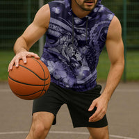 Personalised Maori Romantic Valentine Sleeveless Hoodie The Hongi Kiss Purple Galaxy DT05 - Polynesian Pride