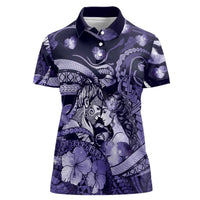 Personalised Maori Romantic Valentine Women Polo Shirt The Hongi Kiss Purple Galaxy DT05 Female Purple - Polynesian Pride