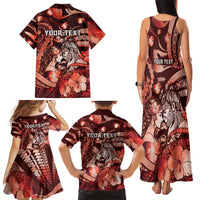 Personalised Maori Romantic Valentine Family Matching Tank Maxi Dress and Hawaiian Shirt The Hongi Kiss Red Galaxy DT05 - Polynesian Pride