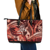 Maori Romantic Valentine Leather Tote Bag The Hongi Kiss Red Galaxy