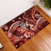 Maori Romantic Valentine Rubber Doormat The Hongi Kiss Red Galaxy