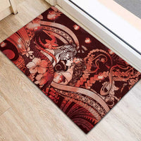 Maori Romantic Valentine Rubber Doormat The Hongi Kiss Red Galaxy
