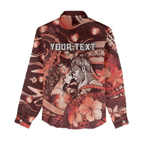 Personalised Maori Romantic Valentine Women Casual Shirt The Hongi Kiss Red Galaxy