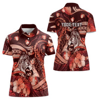 Personalised Maori Romantic Valentine Women Polo Shirt The Hongi Kiss Red Galaxy DT05 - Polynesian Pride
