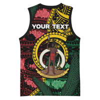 Personalised Vanuatu Independence Day Basketball Jersey Boar Tusk Warrior Tribal Floral Patterns