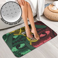 Vanuatu Independence Day Bathroom Set Boar Tusk Warrior Tribal Floral Patterns