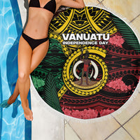 Vanuatu Independence Day Beach Blanket Boar Tusk Warrior Tribal Floral Patterns