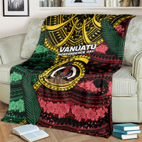Vanuatu Independence Day Blanket Boar Tusk Warrior Tribal Floral Patterns
