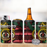 Personalised Vanuatu Independence Day 4 in 1 Can Cooler Tumbler Boar Tusk Warrior Tribal Floral Patterns