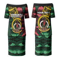 Personalised Vanuatu Independence Day Family Matching Puletasi and Hawaiian Shirt Boar Tusk Warrior Tribal Floral Patterns DT05 Mom's Dress Multicolor - Polynesian Pride