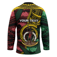 Personalised Vanuatu Independence Day Hockey Jersey Boar Tusk Warrior Tribal Floral Patterns