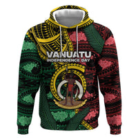 Personalised Vanuatu Independence Day Hoodie Boar Tusk Warrior Tribal Floral Patterns